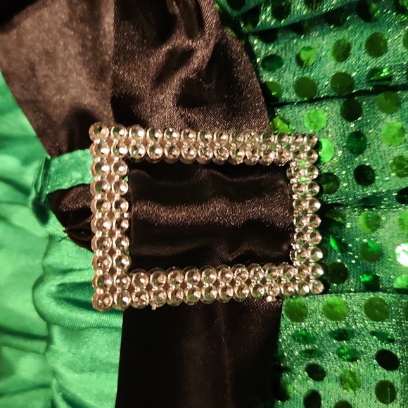 Sequin Green Tulle and Satin Elastic Waist Skirt St. Patrick's or Christmas - Picture 3 of 6